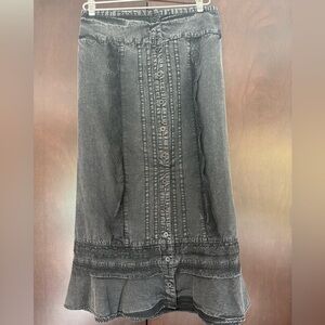 Free People Charcoal Button-Front Jean Skirt S